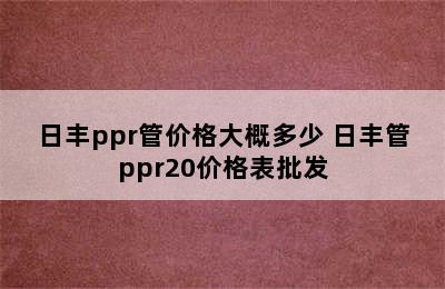 日丰ppr管价格大概多少 日丰管ppr20价格表批发